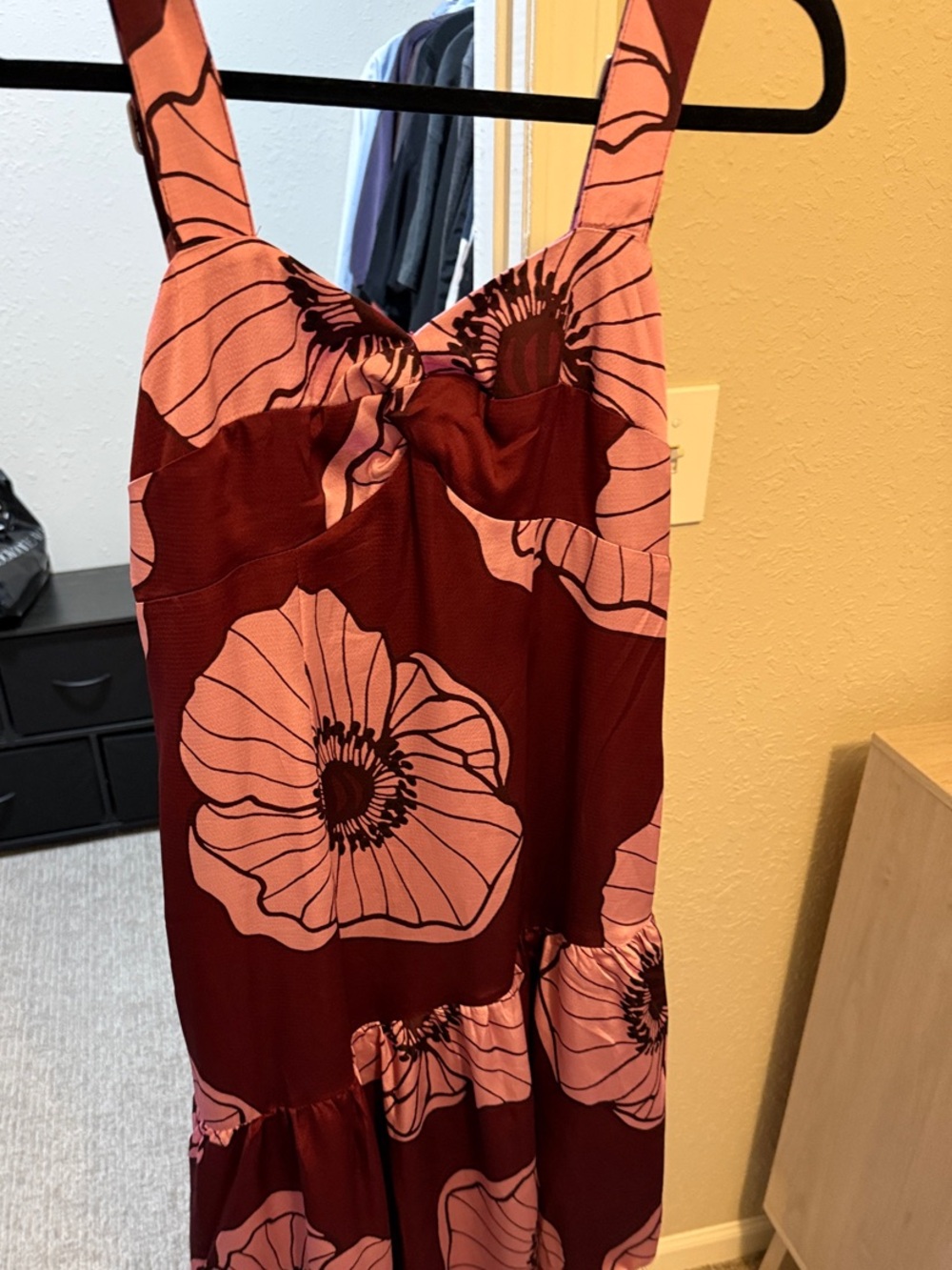 Adelyn Rae Burgundy Dress with Pink Floral Print